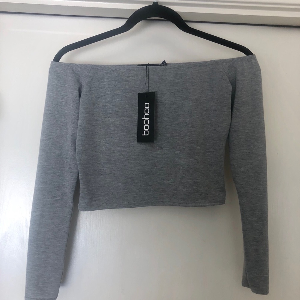 Grey Off The Shoulder Top